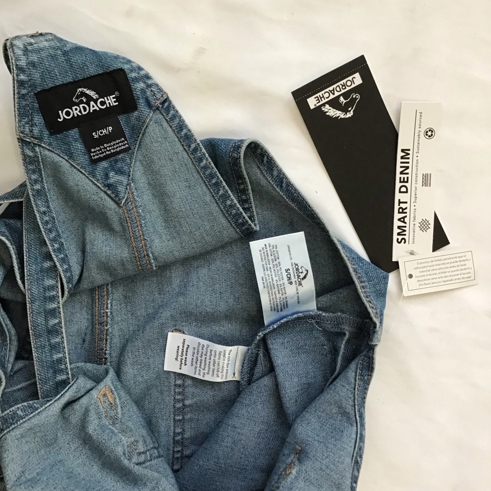 NWT- Jordache Women Vintage Blue Acid Wash Denim Y2K Farmhouse Jumper SZ S - Picture 9 of 9